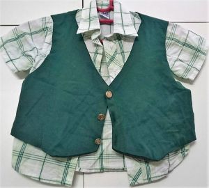 Kids Costumes to Hire - Green Waistcoat & checkered Shirt - 2-3 Years
